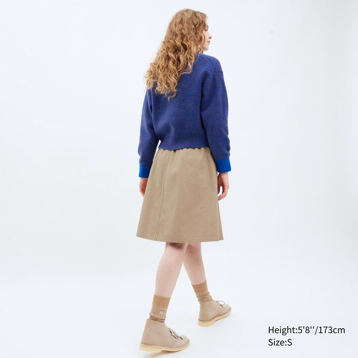 uniqlo baumwoll-midirock für damen beige