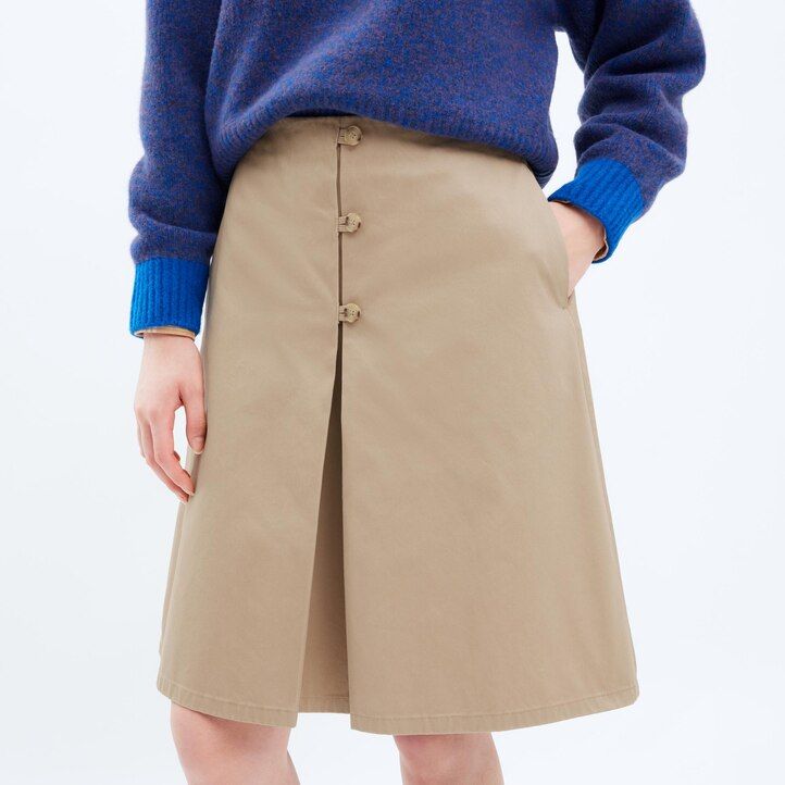 uniqlo baumwoll-midirock für damen beige