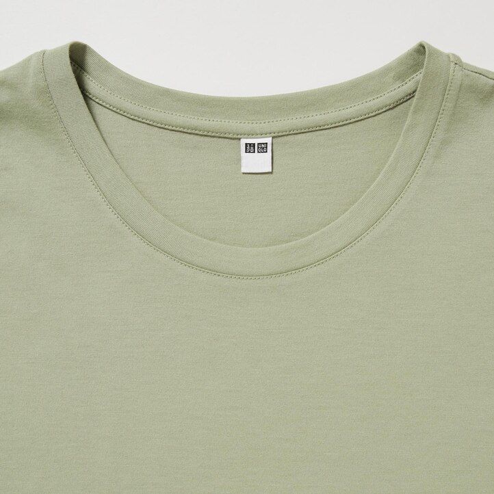 rotes uniqlo damen-t-shirt aus 100 supima-baumwolle mit rundhalsausschnitt und langen Ärmeln