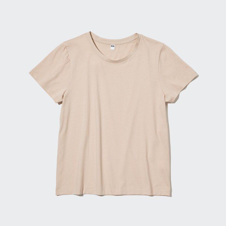 uniqlo damen-t-shirt aus 100 supima-baumwolle mit rundhalsausschnitt und Ärmeln grün