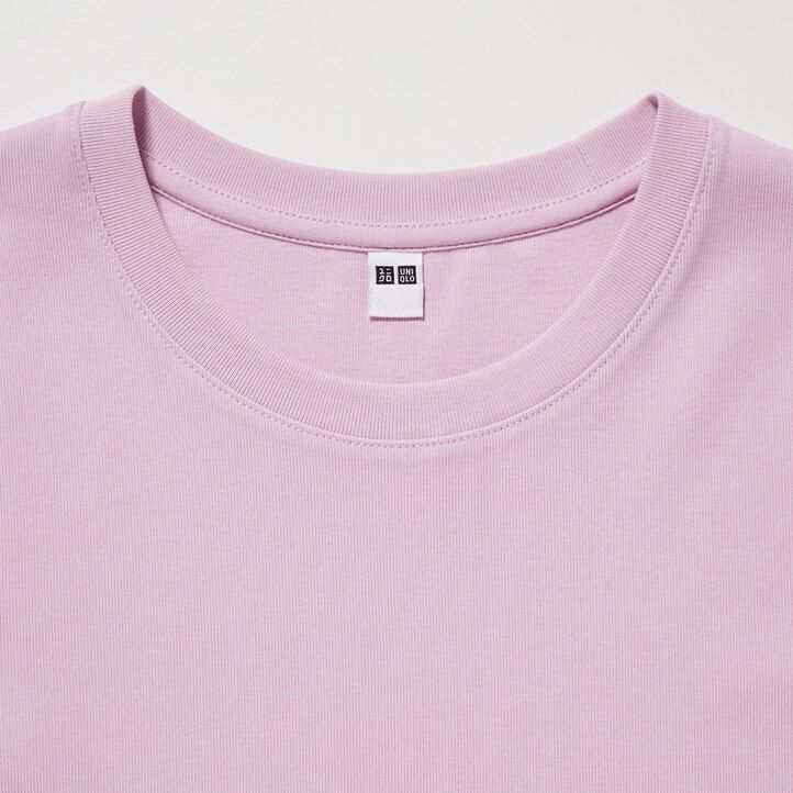 pinkfarbene uniqlo damen-t-shirts mit kurzem schnitt und Ärmeln