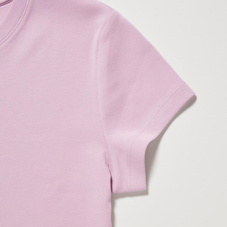 pinkfarbene uniqlo damen-t-shirts mit kurzem schnitt und Ärmeln