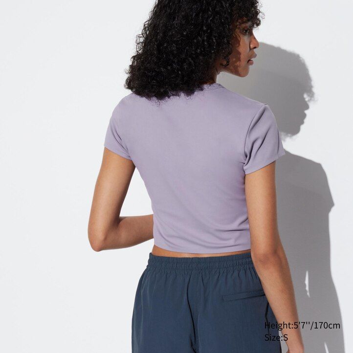 weiße uniqlo airism ultra soft cropped t-shirts für damen