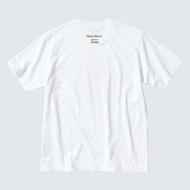 weiße uniqlo peace for all grafik-t-shirts für damen von tadao ando