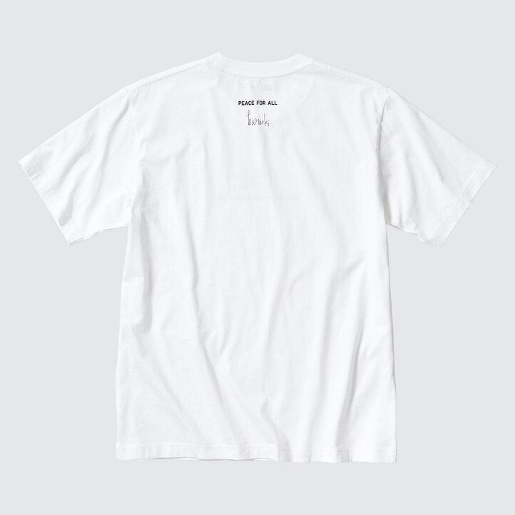 uniqlo damen-t-shirt mit haruki murakami-motiv „frieden für alle weiß