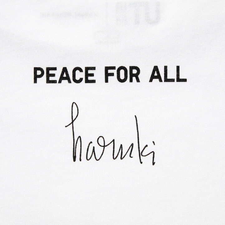 uniqlo damen-t-shirt mit haruki murakami-motiv „frieden für alle weiß