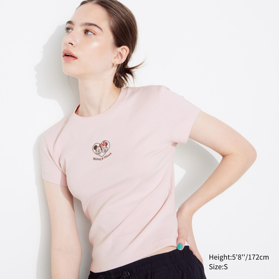 pinkfarbene uniqlo disney kollektion mini ut grafik damen t-shirts