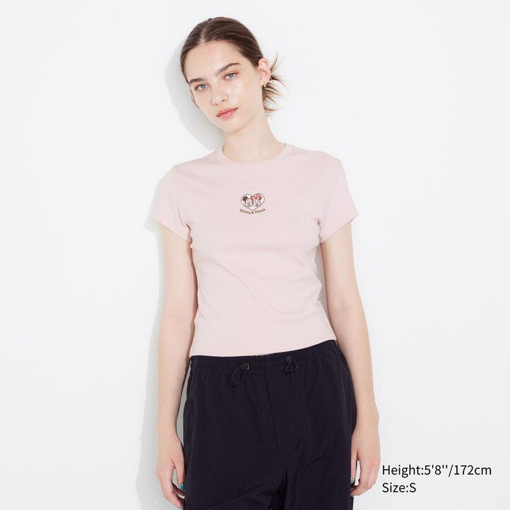 pinkfarbene uniqlo disney kollektion mini ut grafik damen t-shirts