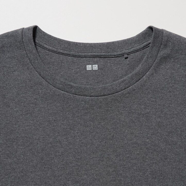 uniqlo damen-t-shirt aus glatter dehnbarer baumwolle mit rundhalsausschnitt und Ärmeln grün