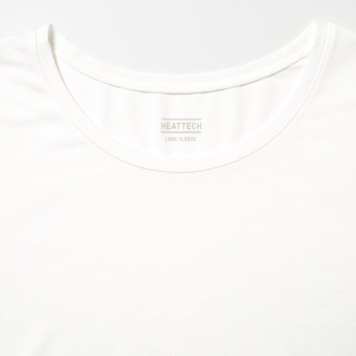 uniqlo heattech damen-thermo-t-shirt mit rundhalsausschnitt und Ärmeln weiß