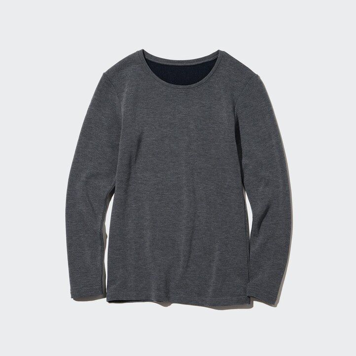 weiße uniqlo heattech ultra warm rundhals-thermo-t-shirts mit Ärmeln für damen
