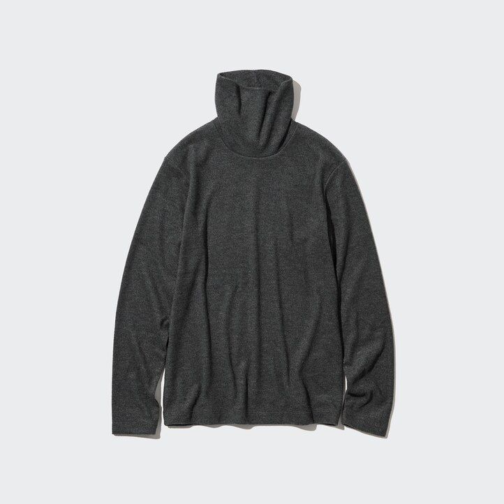 rote uniqlo heattech fleece-thermo-t-shirts mit Ärmeln für damen