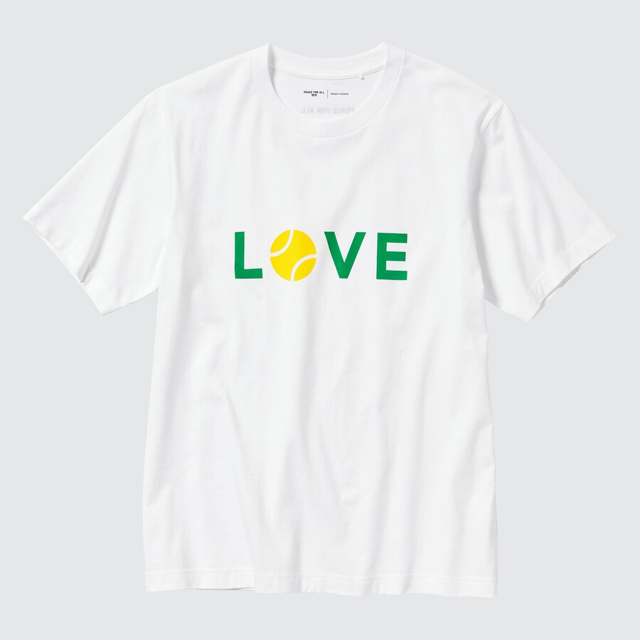 uniqlo peace for all grafik roger federer damen t-shirt weiß