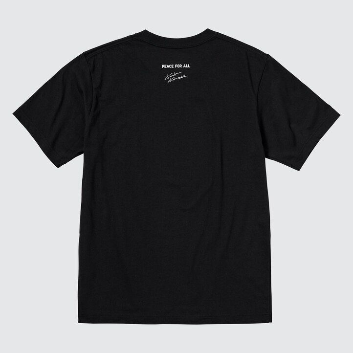 schwarze uniqlo peace for all grafik kosuke kawamura damen-t-shirts