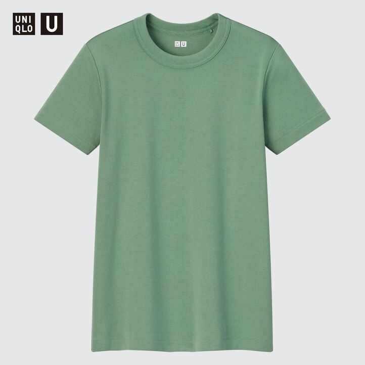 pinkfarbene uniqlo damen-t-shirts mit rundhalsausschnitt und Ärmeln