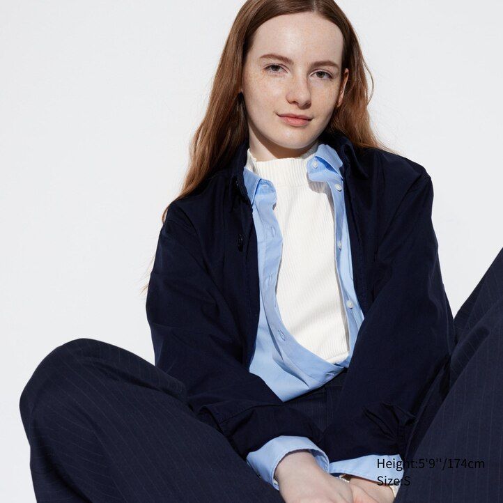 uniqlo damen-t-shirt mit rippstrick hohem kragen und langen Ärmeln dunkelorange
