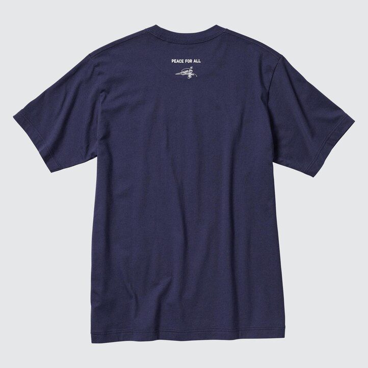 uniqlo damen-t-shirts mit friedensmotiv von ayumu hirano in marineblau