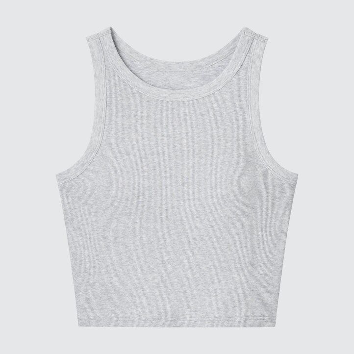 uniqlo damen-t-shirt mit rippstrick kurzem schnitt und ärmellos weiß