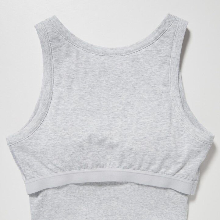 uniqlo damen-t-shirt mit rippstrick kurzem schnitt und ärmellos weiß