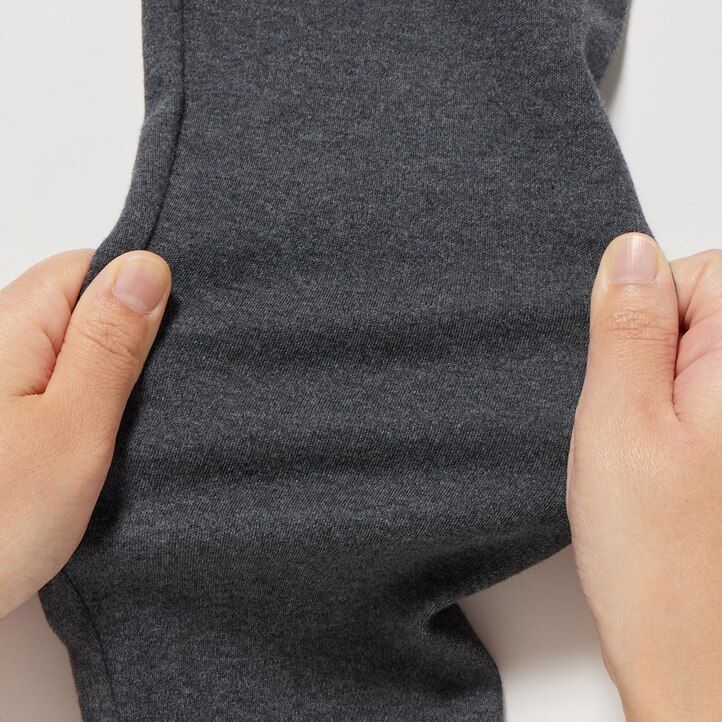 uniqlo damen-t-shirt aus glatter dehnbarer baumwolle mit rundhalsausschnitt und Ärmeln schwarz