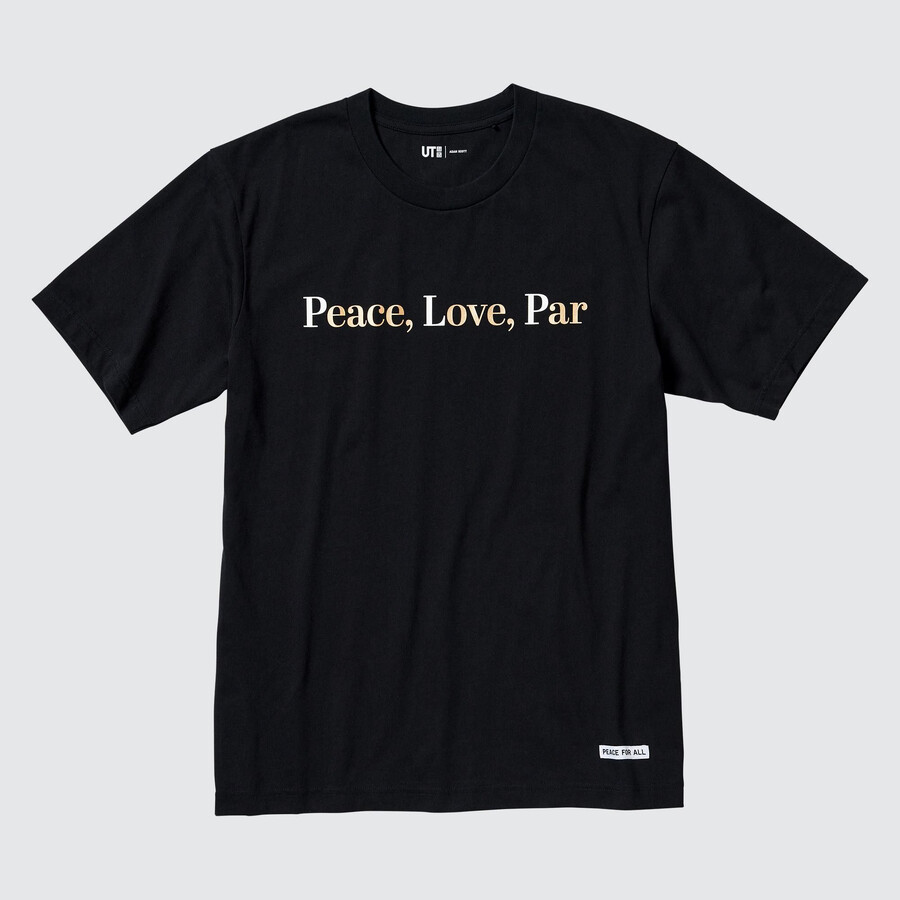 schwarze uniqlo peace for all grafik adam scott damen-t-shirts