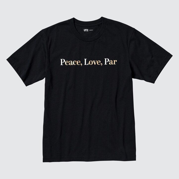 schwarze uniqlo peace for all grafik adam scott damen-t-shirts