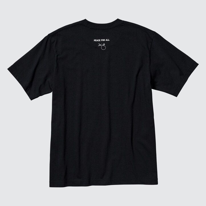 schwarze uniqlo peace for all grafik adam scott damen-t-shirts
