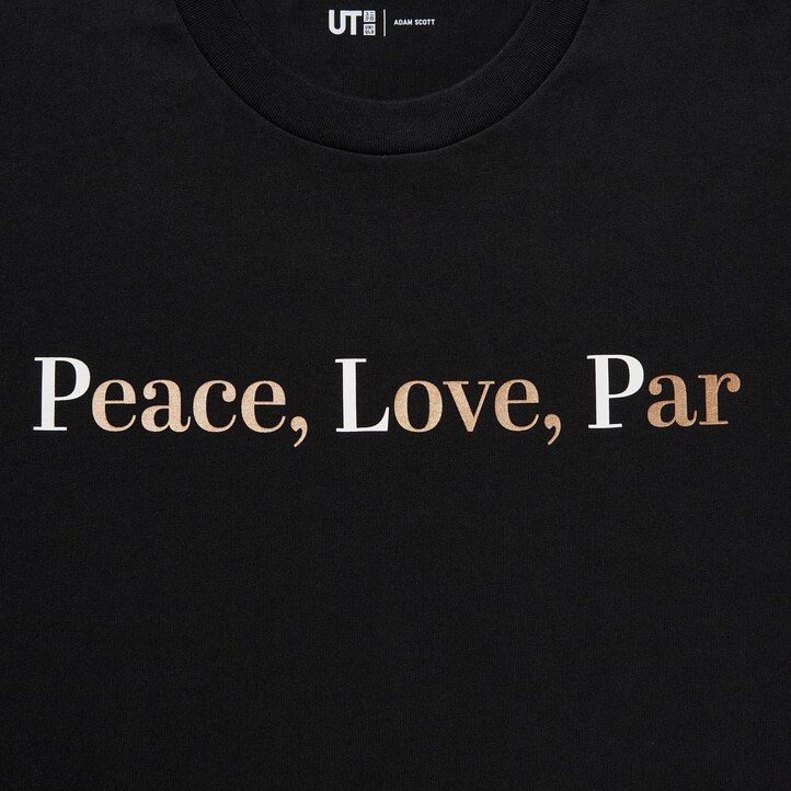 schwarze uniqlo peace for all grafik adam scott damen-t-shirts