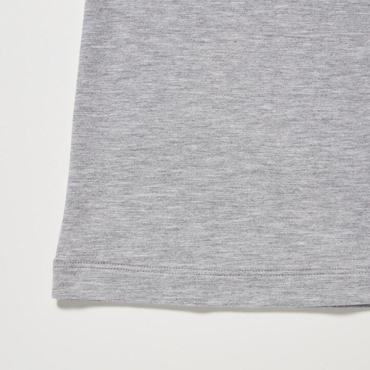 dunkelgrüne uniqlo heattech extra warm baumwoll-thermo-t-shirts mit rundhalsausschnitt und Ärmeln für damen