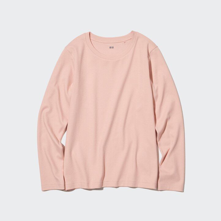 uniqlo damen-t-shirt aus glatter stretch-baumwolle mit rundhalsausschnitt und Ärmeln schwarz