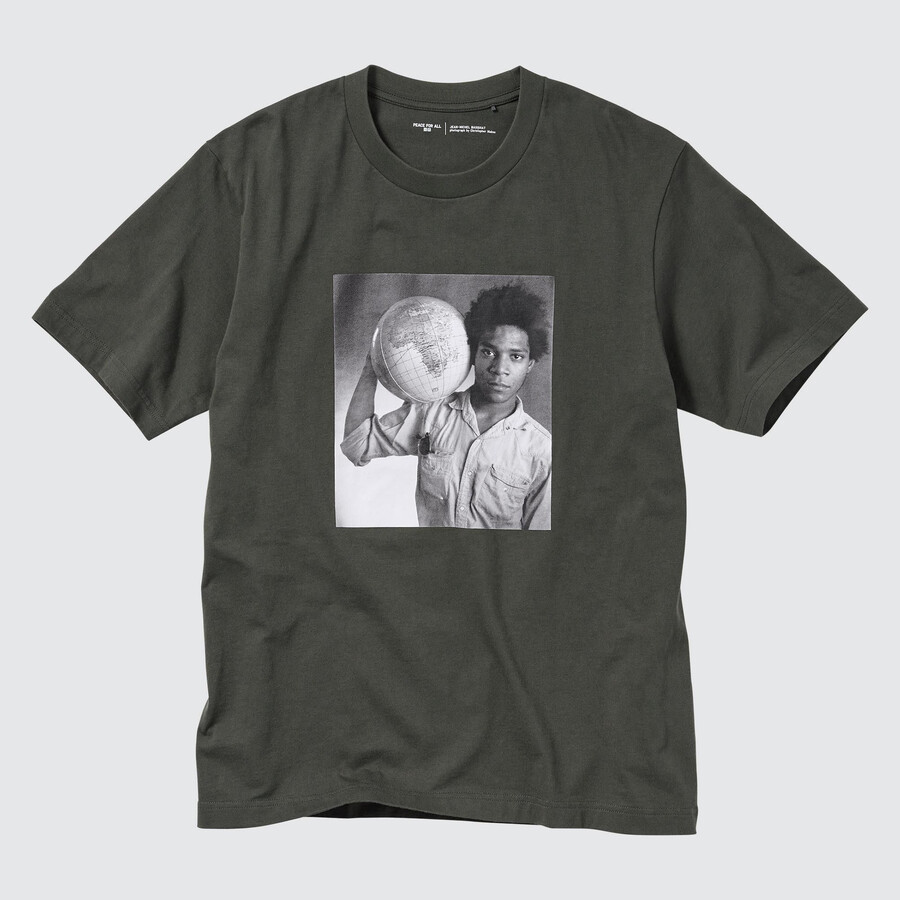 uniqlo peace for all grafik jean michel basquiat und christopher makos damen t-shirts dunkelgrau