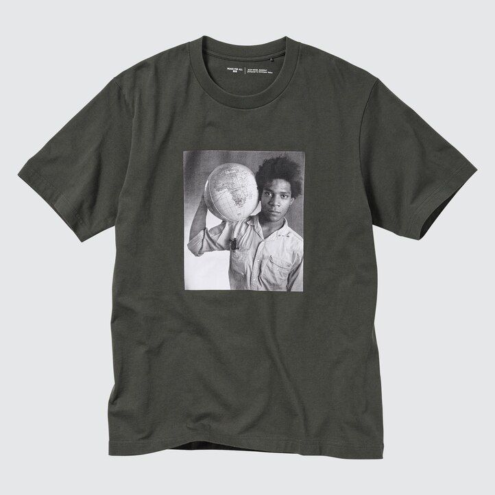 uniqlo peace for all grafik jean michel basquiat und christopher makos damen t-shirts dunkelgrau