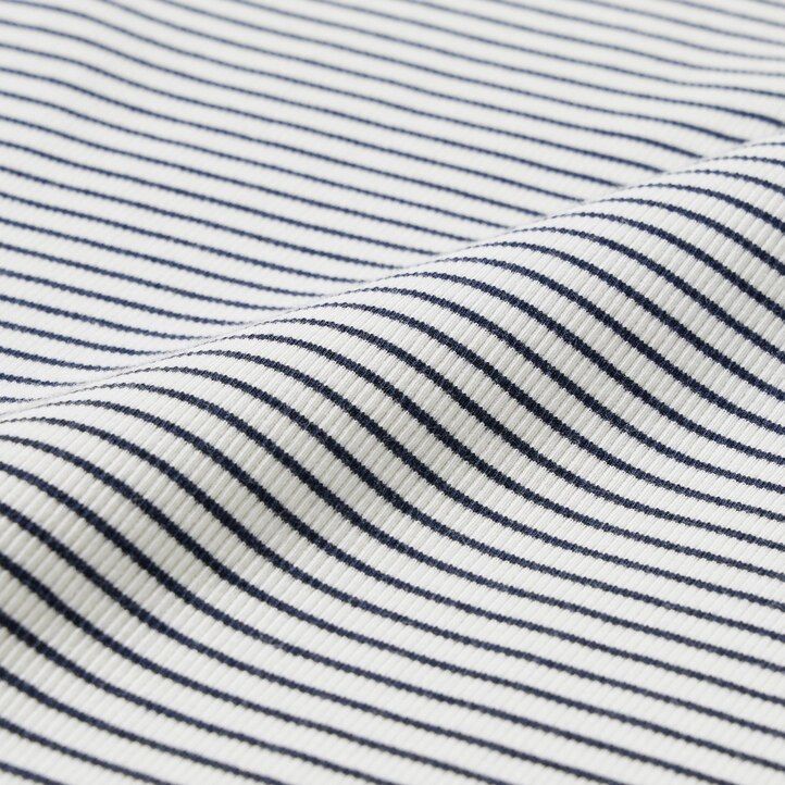 weiße uniqlo damen-t-shirts mit weichem rippstrick streifenmuster rundhalsausschnitt und Ärmeln