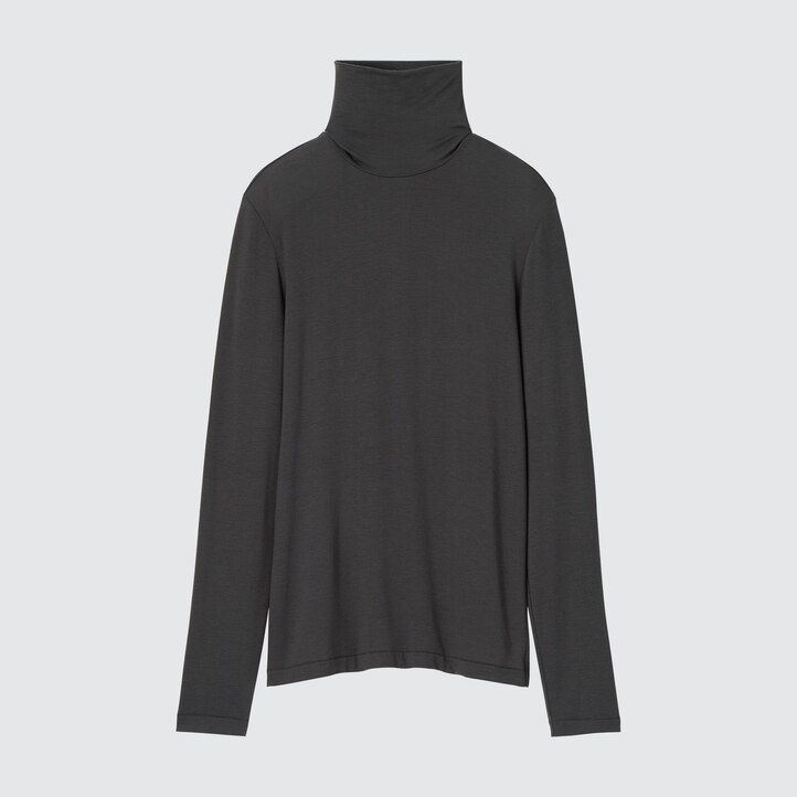 orangefarbene uniqlo heattech ultra light thermo-t-shirts für damen mit Ärmeln
