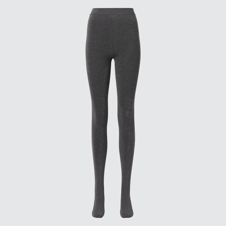 dunkelgraue uniqlo heattech extra warm thermostrumpfhose für damen mit flauschigem futter