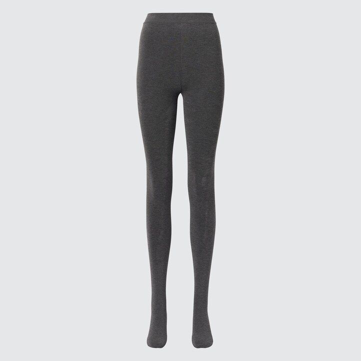 dunkelgraue uniqlo heattech extra warm thermostrumpfhose für damen mit flauschigem futter