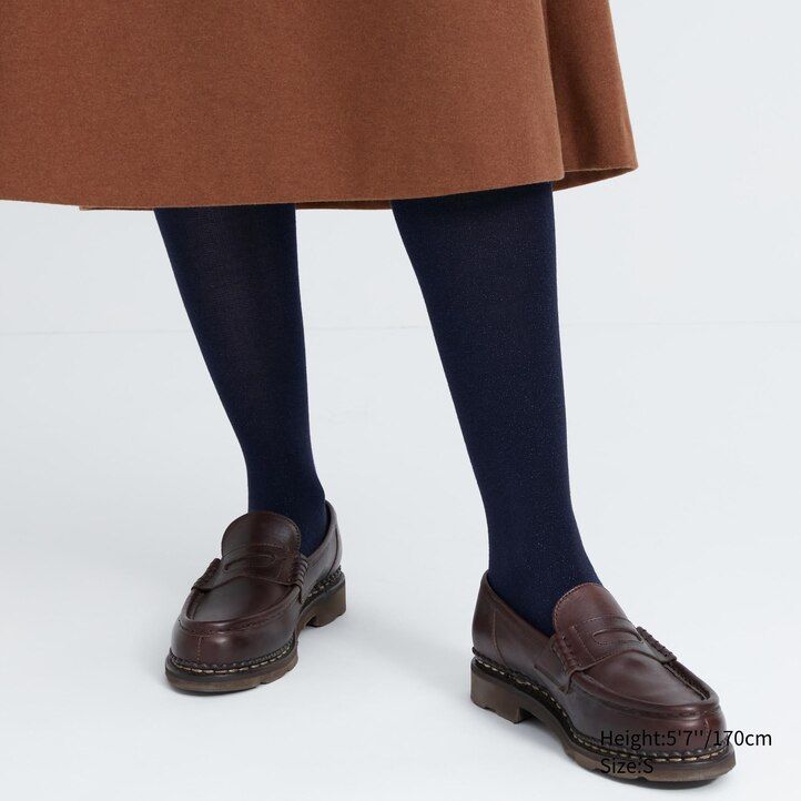 schwarze uniqlo heattech glitter strick-thermostrumpfhose für damen