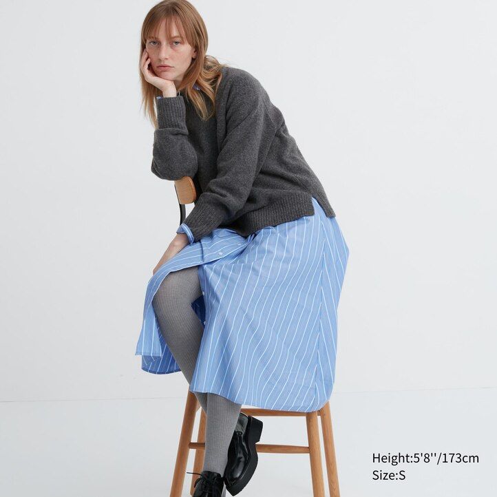 graue uniqlo heattech rippstrick-thermo-leggings für damen