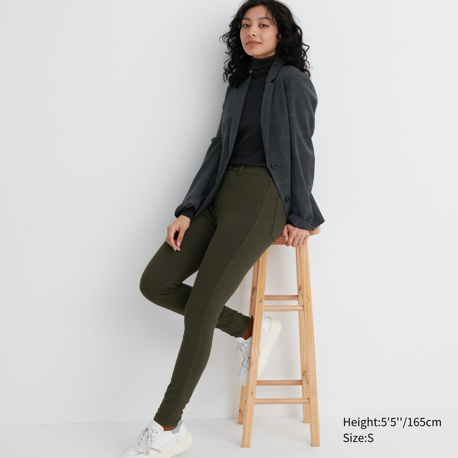 uniqlo heattech ultra stretch high rise thermal damen-tops olivgrün