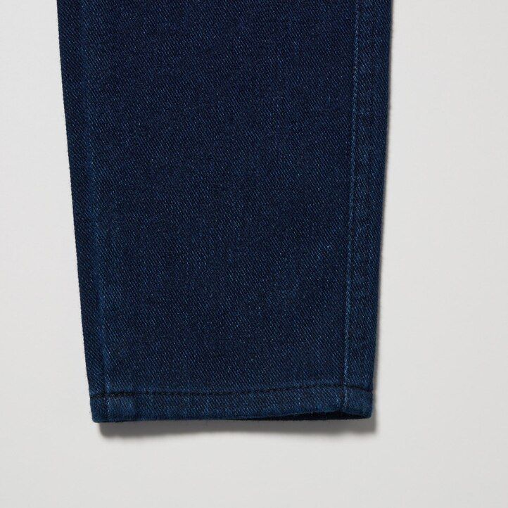 blaue uniqlo heattech ultra stretch denim high rise tops für damen