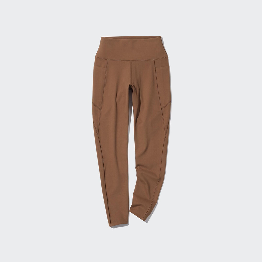 braunes uniqlo airism uv-schutz-top mit taschen für damen