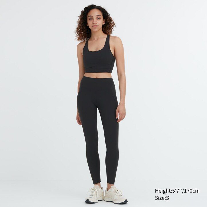 braunes uniqlo airism uv-schutz-top mit taschen für damen