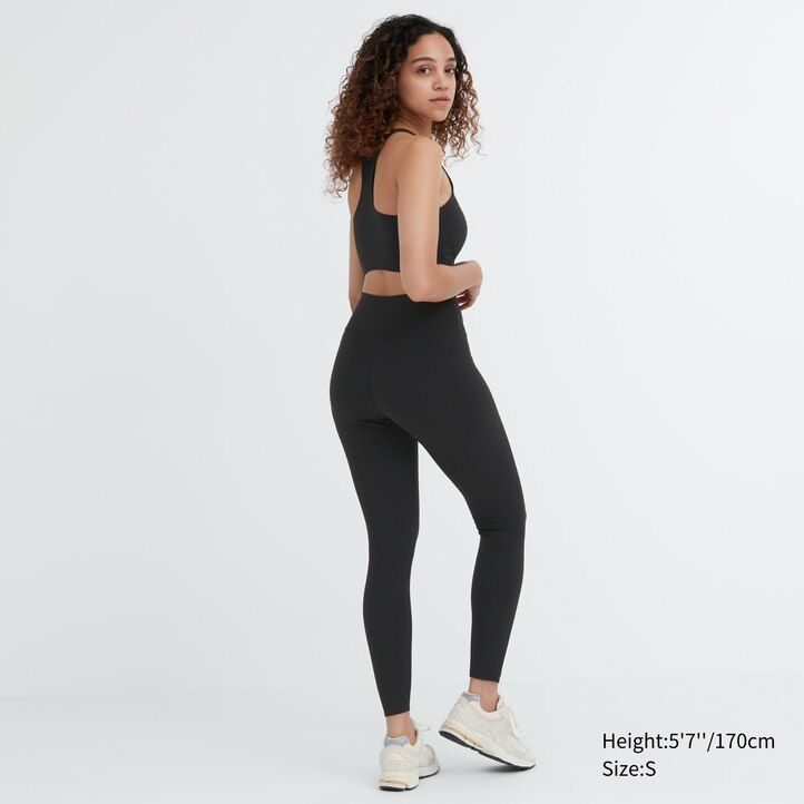braunes uniqlo airism uv-schutz-top mit taschen für damen