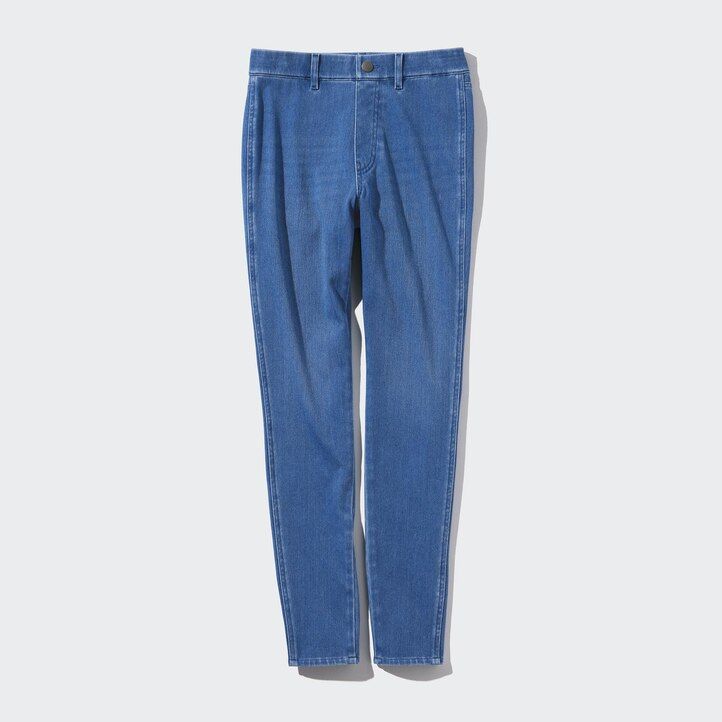 blaue uniqlo ultra stretch denim-tops für damen