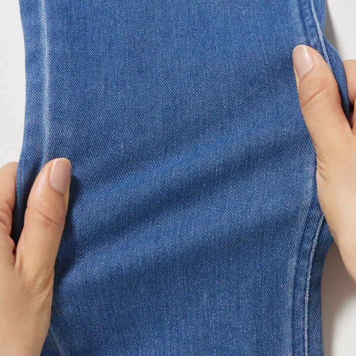 blaue uniqlo ultra stretch denim-tops für damen