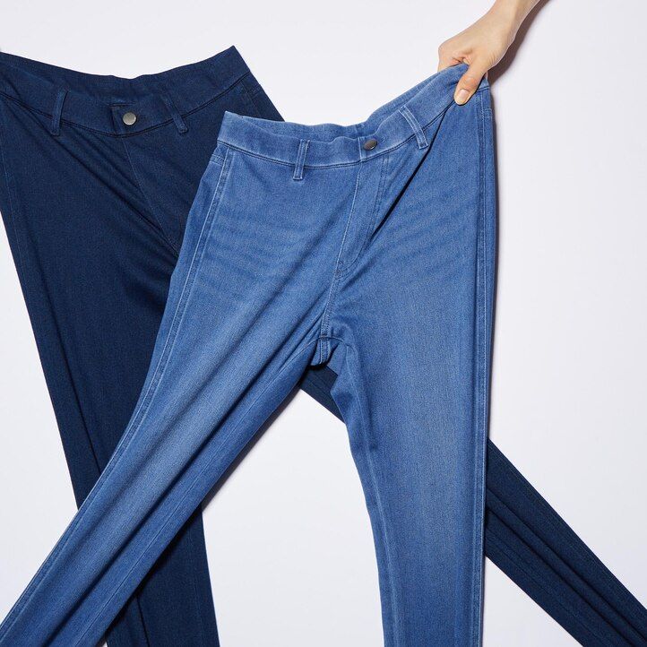 uniqlo damen-jeansoberteil aus ultra-dehnbarem denim blau