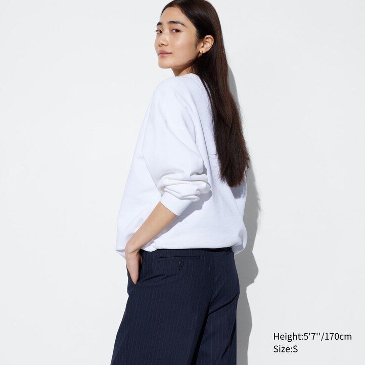 uniqlo damen-top mit falten weitem bein und streifenmuster marineblau