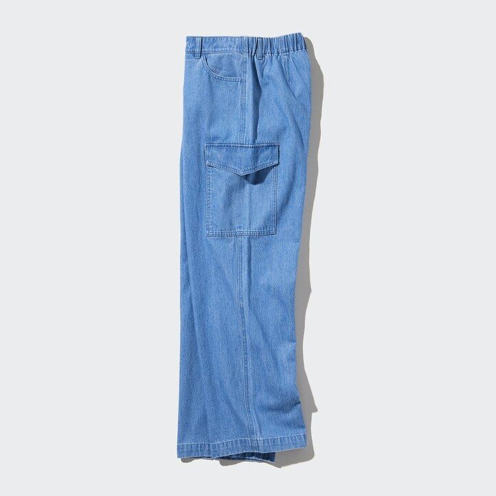 blaue uniqlo jeans-oberteile mit weitem geradem schnitt von legrgo für damen