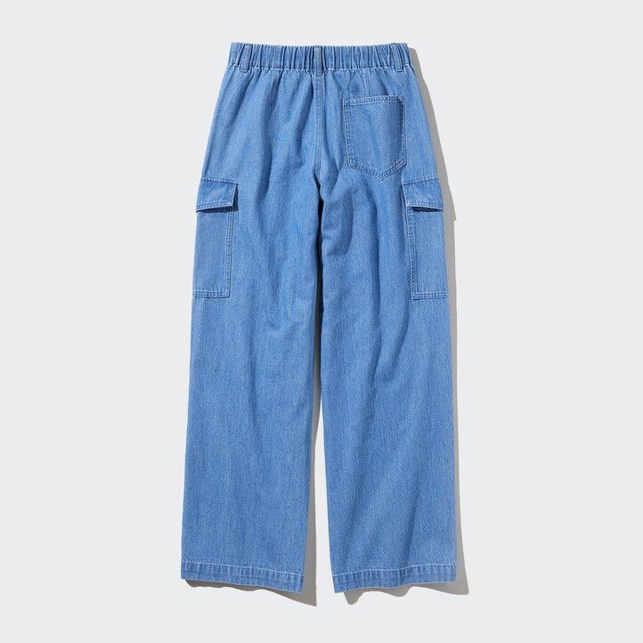 blaue uniqlo jeans-oberteile mit weitem geradem schnitt von legrgo für damen