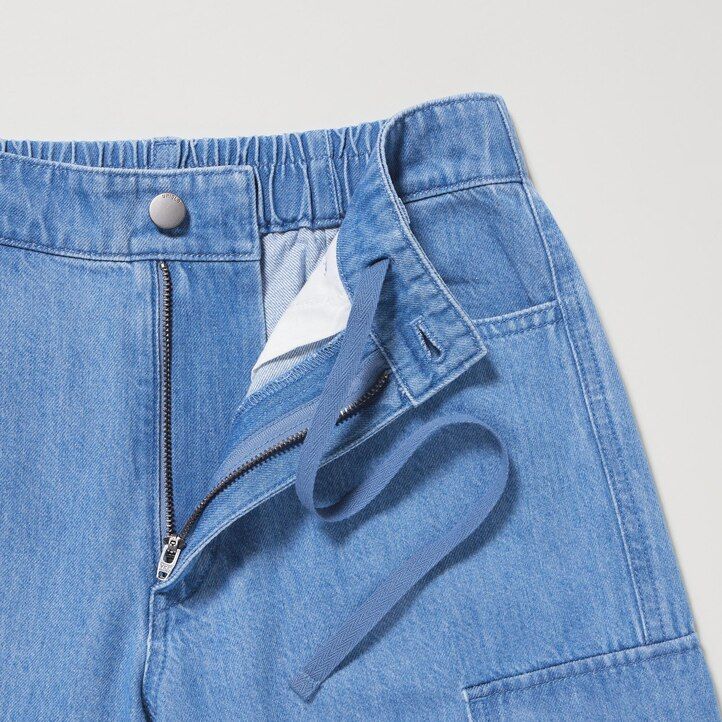 blaue uniqlo jeans-oberteile mit weitem geradem schnitt von legrgo für damen